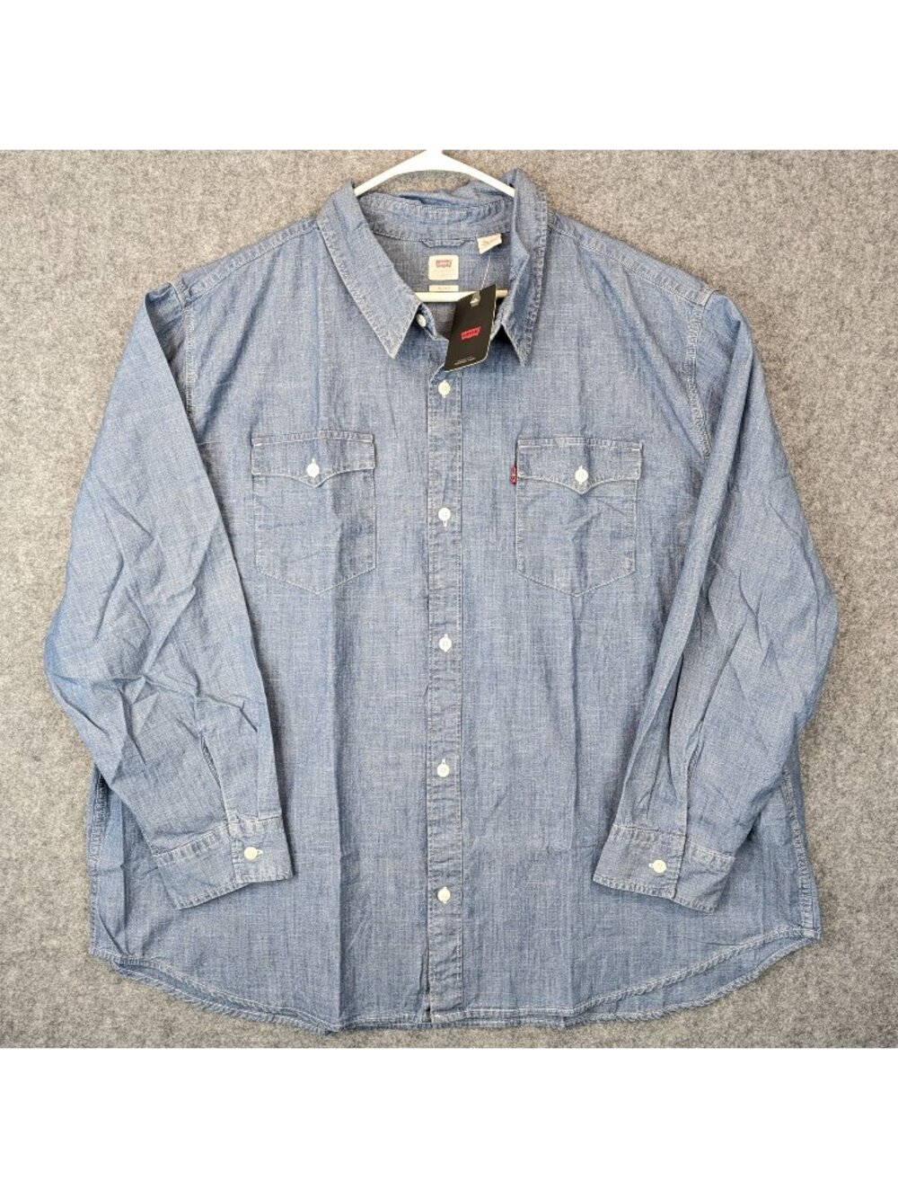 Levis Mens 3XL Relaxed Fit Chambray Jean Button Down Shirt Blue Long Sleeve NWT